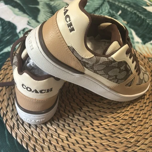 Coach Kids' Tan and Cream Patterned Sneakers - Picture 2 of 4